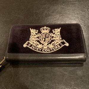 Juicy Couture black zip around velour wallet